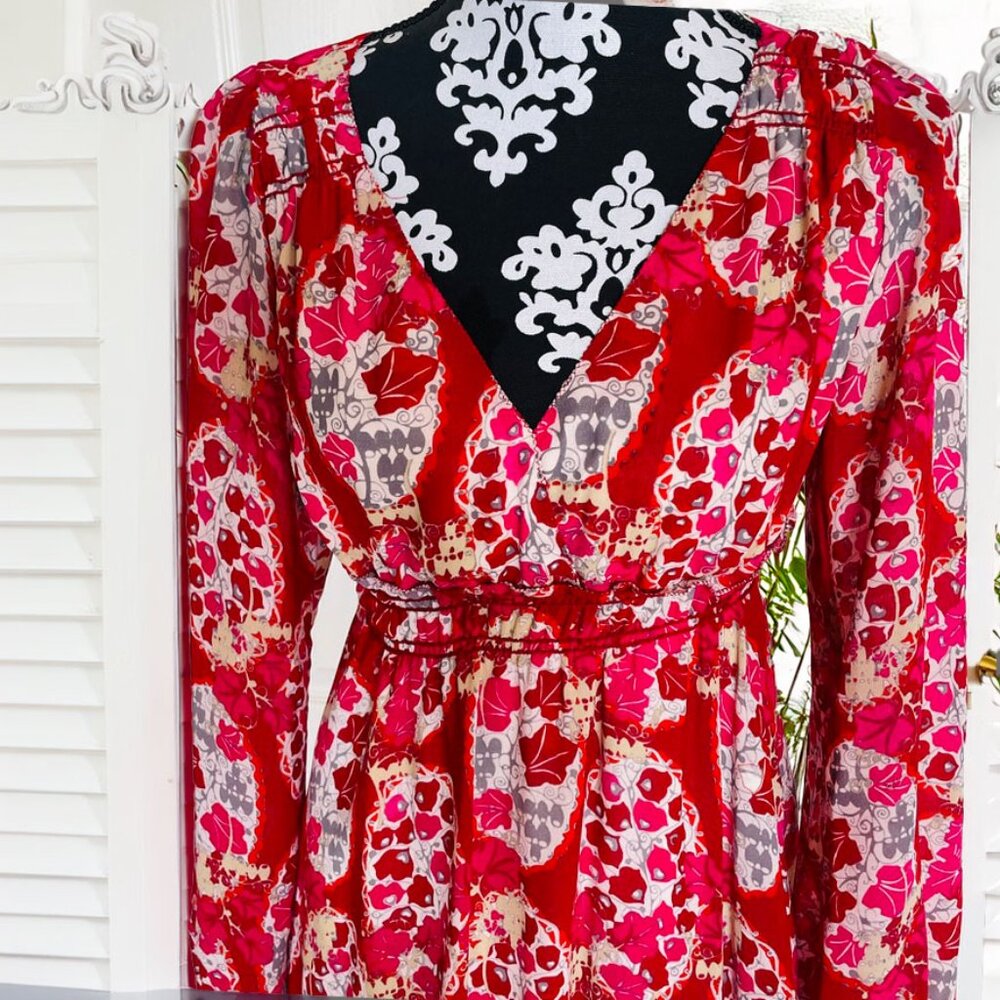 Sophie Max Floral Flowy Handkerchief Hem Maxi Dress Small